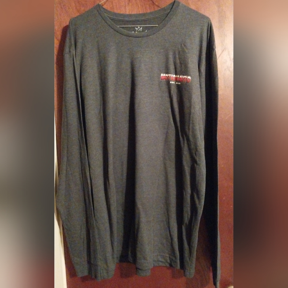 Motion Auto Long-Sleeve Crew Neck Tee in Charcoal SUPRRAAAA